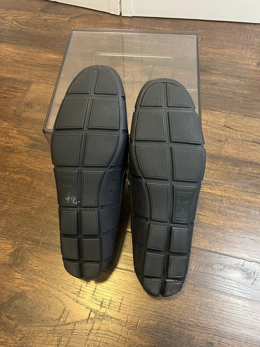 SWIMS Men’s Navy Mesh + Rubber Penny Loafers - Orange Insole Size 13